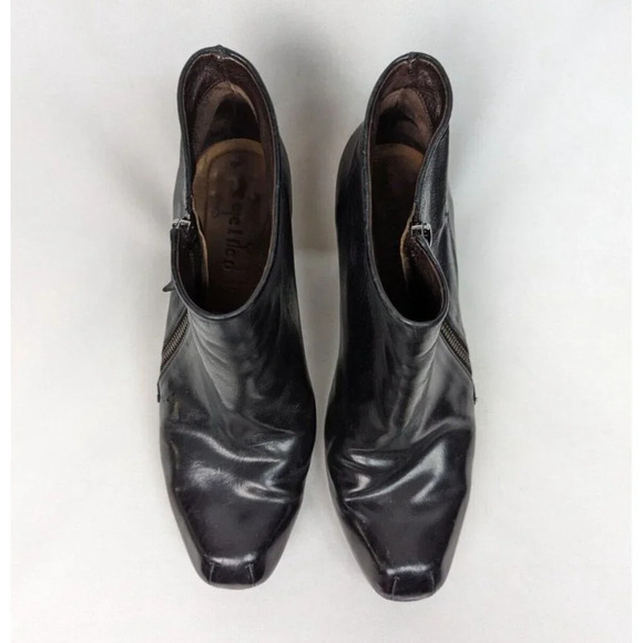 COCLICO LUCILLE BOOTIES sz. 38/7.5-8 Black Leather Wood Heel Ankle Boots Zip Up - Picture 2 of 16